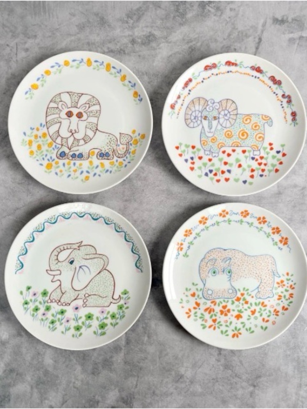 RARE Vintage 1976 Seymour Mann Safari Salad Plates - Full Set of 4